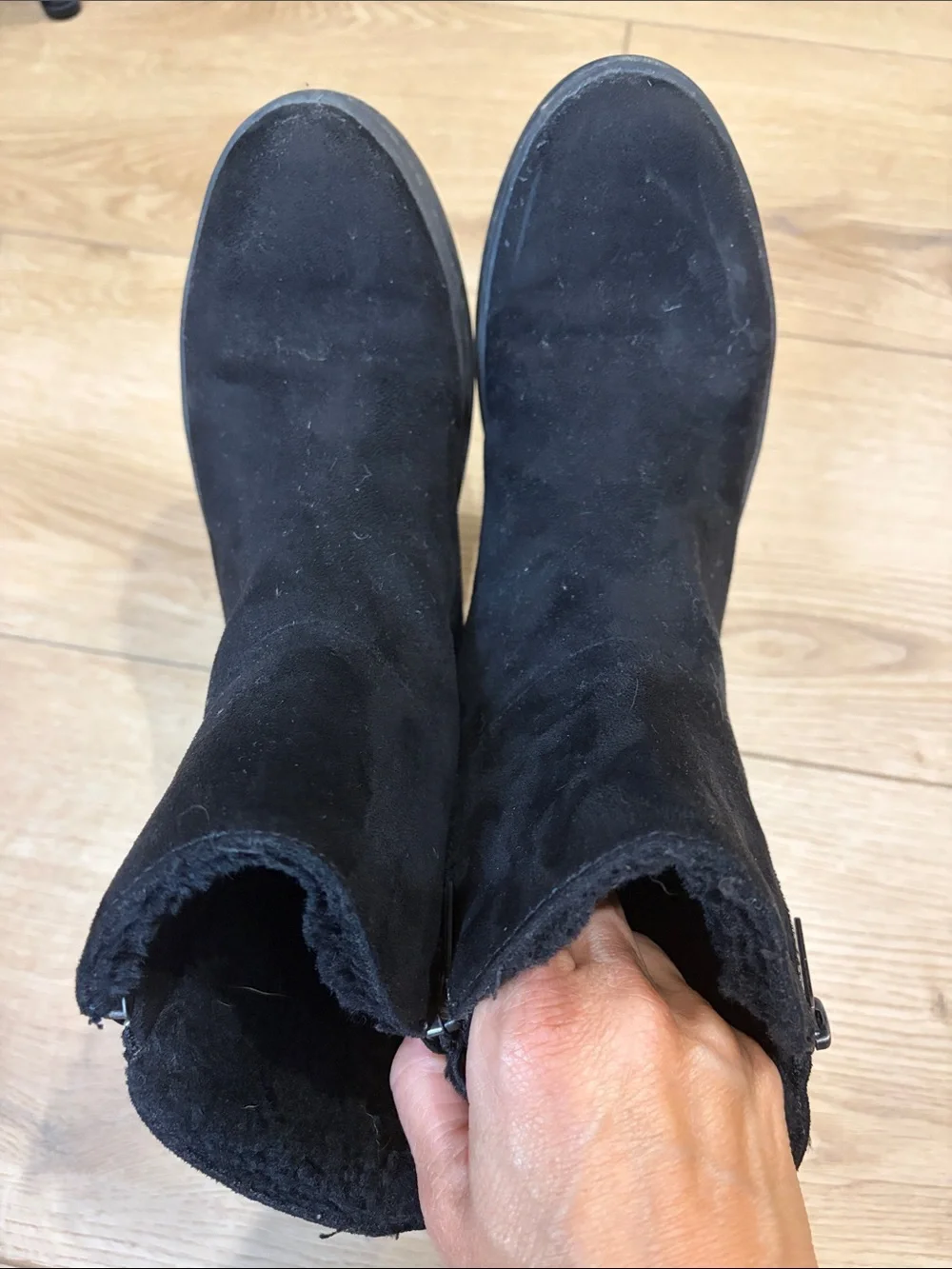 J Slides faux fur lined ankle booties